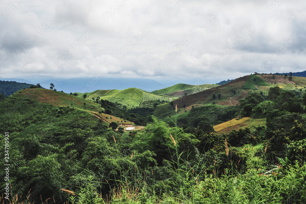 Naklejka premium landscape of Mountain in Nan province Thailand
