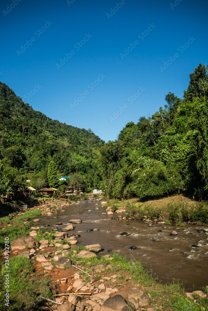 landscape  of  stream in  Nan province Thailand