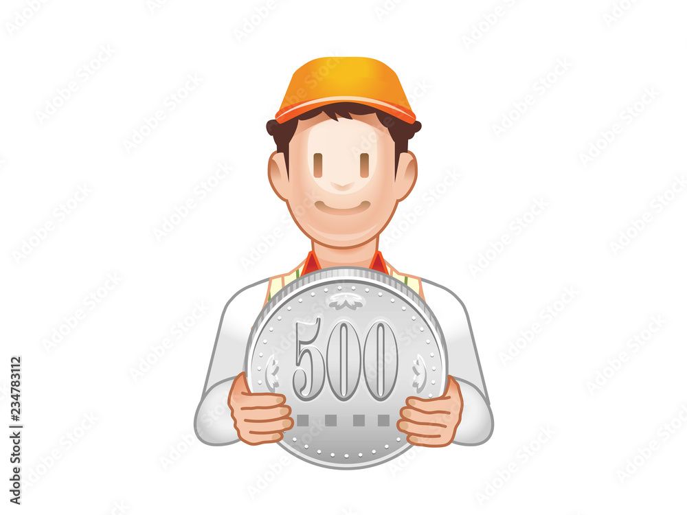 ワンコインメニューをprする男性店員 Stock イラスト Adobe Stock