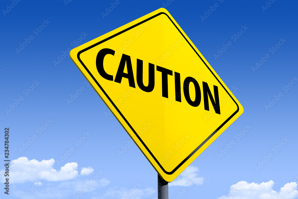 3D Illustration of a road sign _caution_angle3 3D Illustration of a road sign _caution_angle3