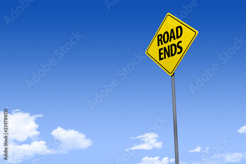 3D Illustration of a road sign_road ends_angle2