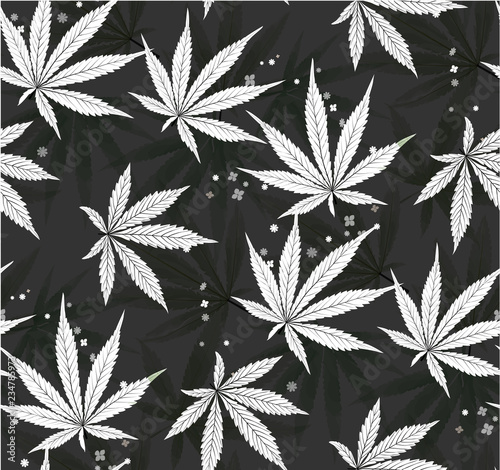 Cannabis Leaves Seamless Background. Marijuana Pattern