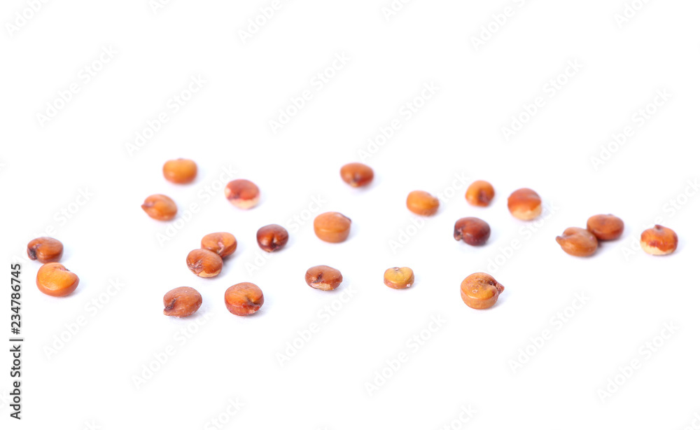 Raw red quinoa seeds on white background Raw red quinoa seeds on white background