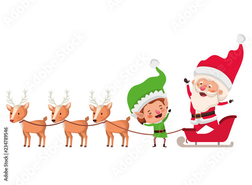 santa claus with elf in sleigh avatar character © grgroup