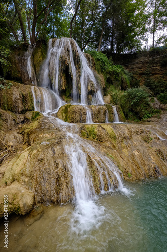 fresh clean waterfall in summer