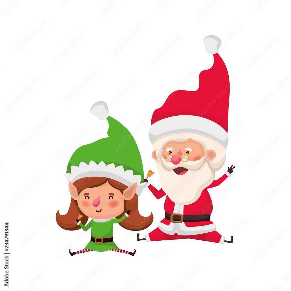santa claus with elf woman moving avatar character santa claus with elf woman moving avatar character