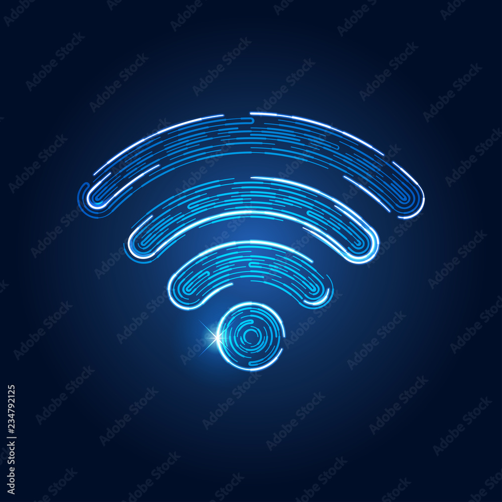 wireless network symbol in futuristic theme, conceptual design of abstract wifi emblem wireless network symbol in futuristic theme, conceptual design of abstract wifi emblem