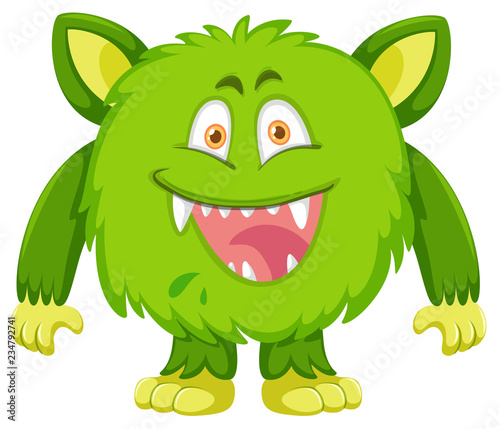 Green monster character on white background