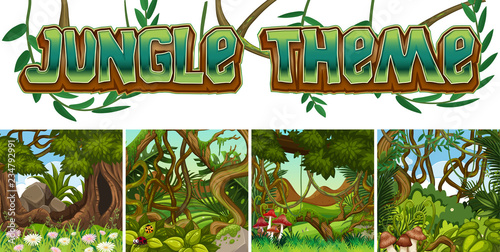Set of jungle theme