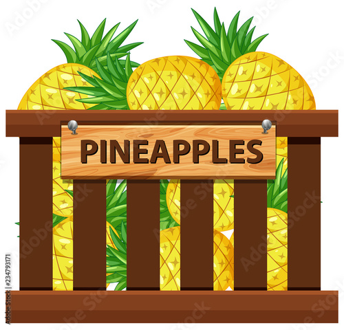 A crate of pineapple