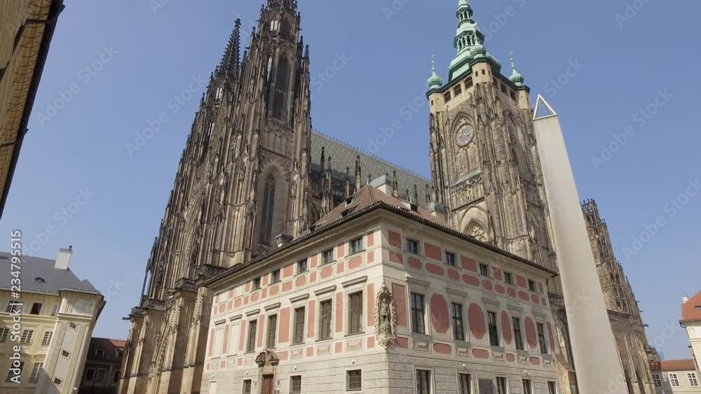 fabulous tilt up view on St Vitus Cathedral in Prague castle in sunny day, monument of architecture fabulous tilt up view on St Vitus Cathedral in Prague castle in sunny day, monument of architecture
