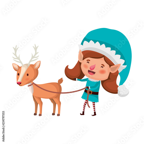 elf woman with reindeer avatar character © grgroup