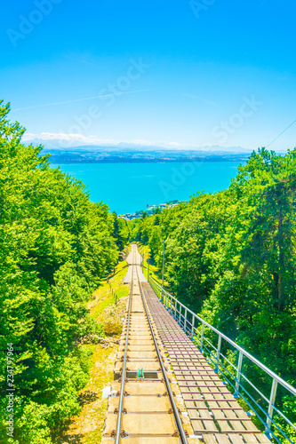 Chaumont funicular at Neuchatel, Switzerland photo