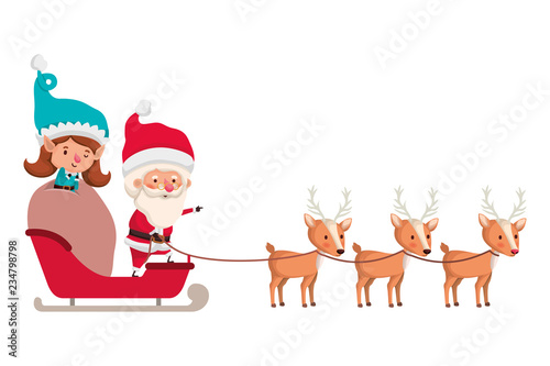 santa claus with elf woman in sleigh avatar character