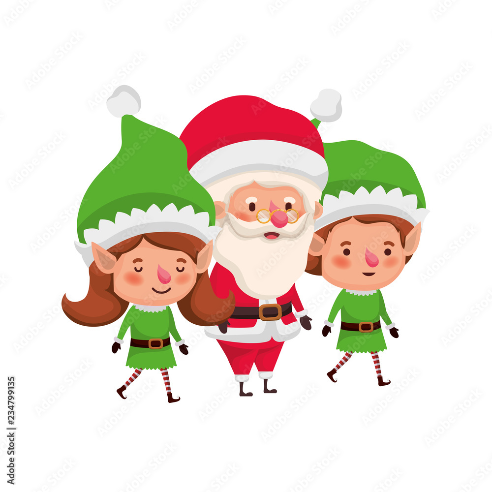 elf couple with santa claus avatar character elf couple with santa claus avatar character
