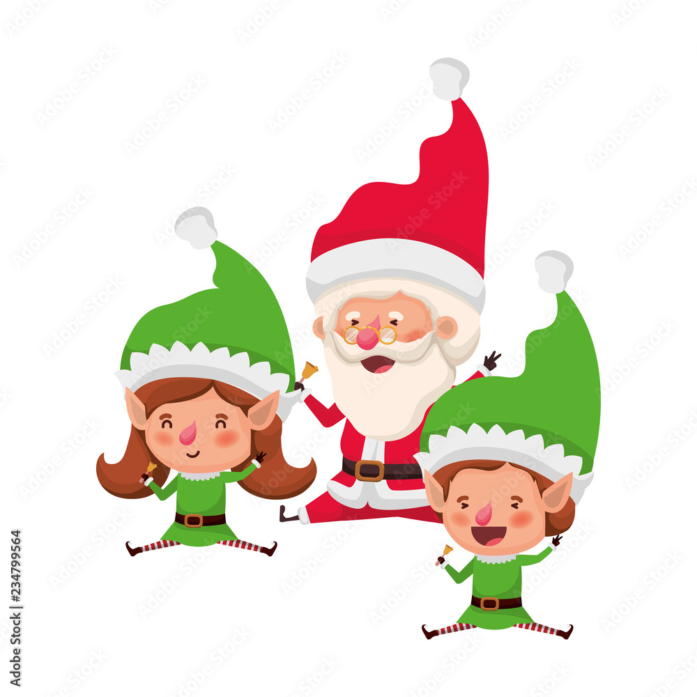 elf couple with santa claus avatar character elf couple with santa claus avatar character