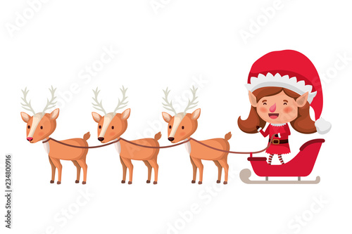 elf woman with sleigh and reindeer sleigh avatar chatacter