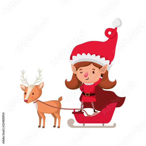 elf woman with sleigh and reindeer sleigh avatar chatacter