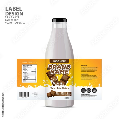 Bottle label, Package template design, Label design, mock up design label template
