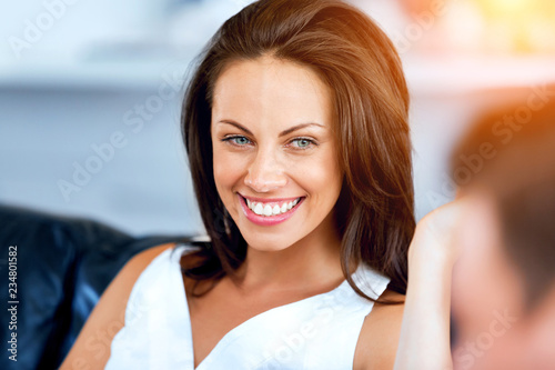 Beautiful woman portrait indoors