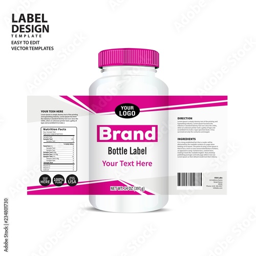 Bottle label, Package template design, Label design, mock up design label template