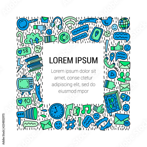 Square frame with Informational overload illustration