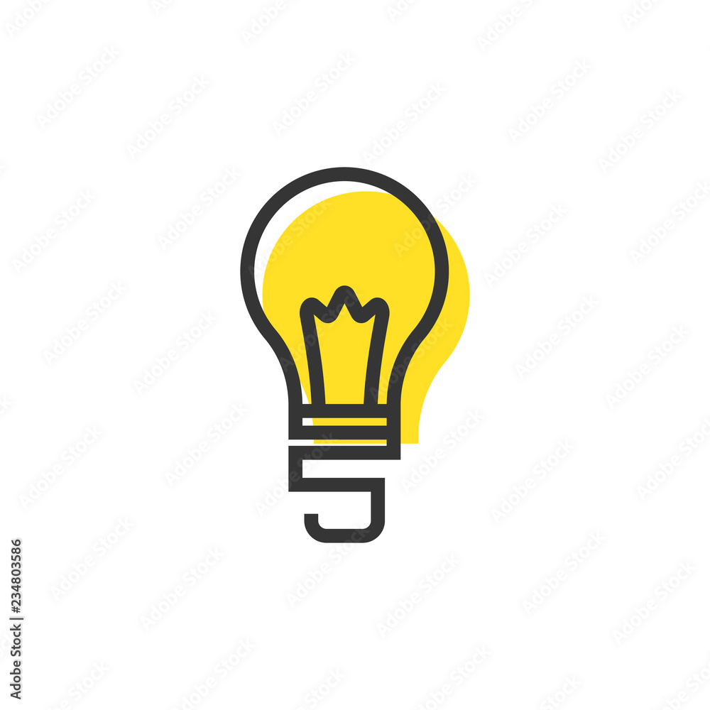 Bulb lamp energy with number 5 on the bottom logo icon line outline monoline color fil style Bulb lamp energy with number 5 on the bottom logo icon line outline monoline color fil style