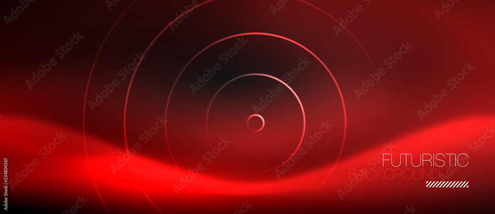 Dark abstract background with glowing neon circles Dark abstract background with glowing neon circles