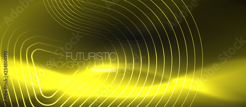 Dark black abstract background with neon colors and lines