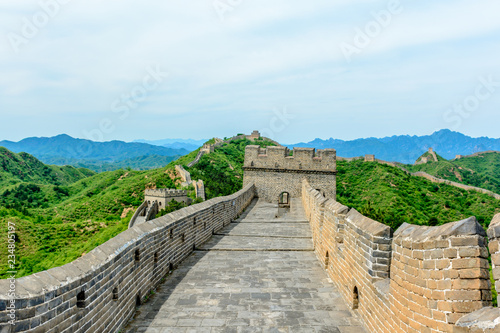 A View of a Guard House on the Top of The Great Wall of China as it Bends its way through the Jinshanling Mountains