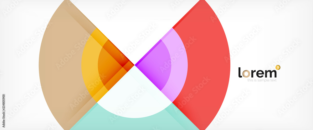 Modern geometric circles abstract background, colorful round shapes with shadow effects