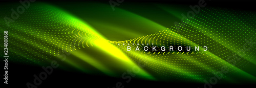 Liquid neon flowing waves, glowing light lines background