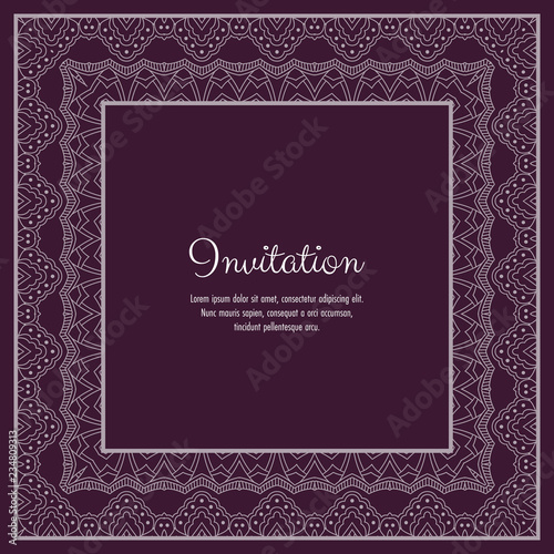 Abstract ornamental lace frame for greeting card or invitation