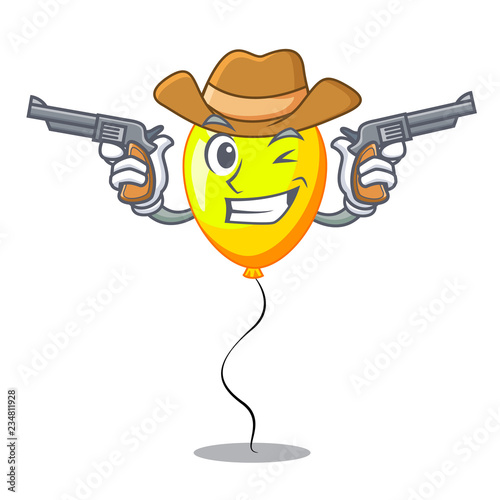 Cowboy yellow balloon cartoon in shape illustration
