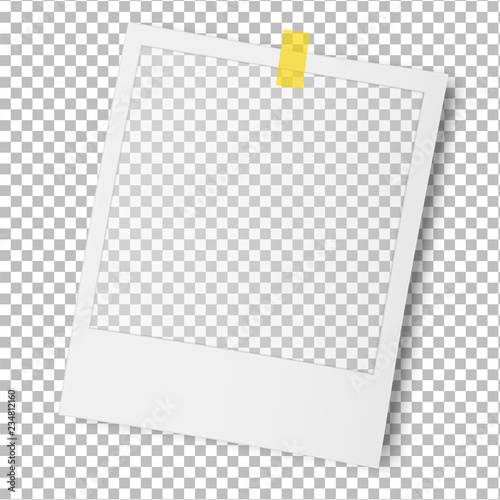 Old photo frame isolated on transparent background. Vector illustration.