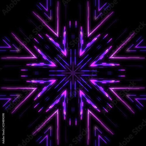 Glitch glow lines in abstraction background violet kaleidoscope