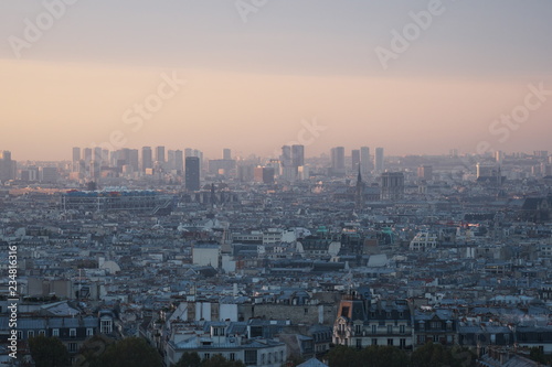 Paris,France-October 17,2018: Paris skyline at dawn