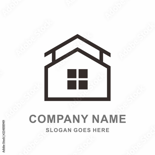 Simple Building House Shape Architecture Interior Construction Real Estate Business Company Stock Vector Logo Design Template