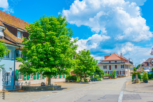 Main square of the Kaiseraugst town in Switzerland photo