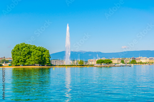 Jet d'eau fountain in the swiss city Geneva
