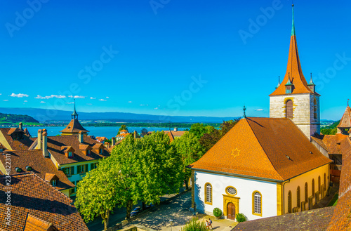 German reformed church in Murten, Switzerland photo