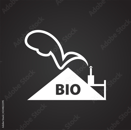 Bio waste recycling energy on black background icon