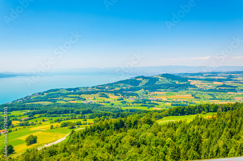 Aerial view of Geneva lake from Mont Pelerin, Switzerland photo