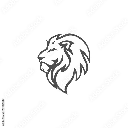 Angry Lion Head Black and White Logo, Sign, Vector Design