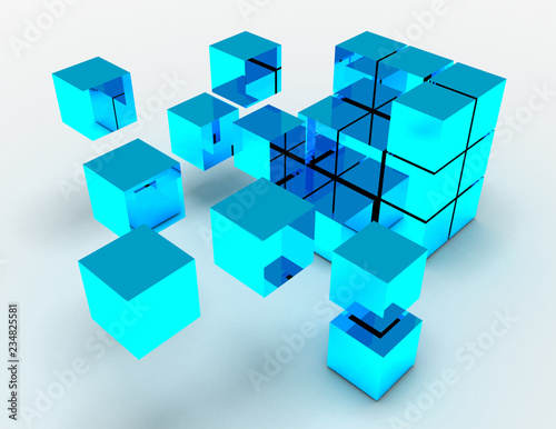 abstract cubes concept. 3d rendered illustration