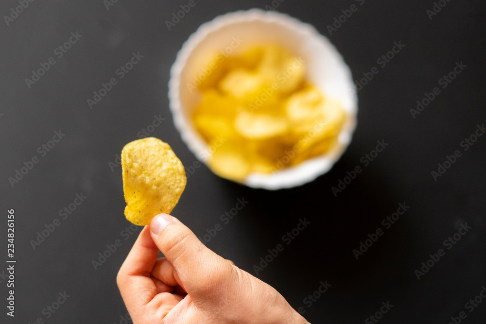 home made eco natural chips in the hand f home made eco natural chips in the hand f