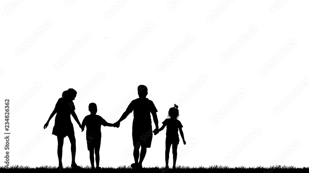 silhouette of family on white background silhouette of family on white background
