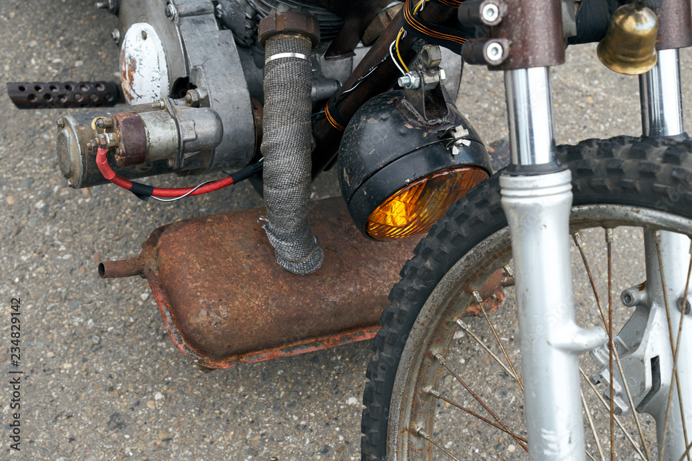 Image of an old motorcycle engine. Image of an old motorcycle engine.
