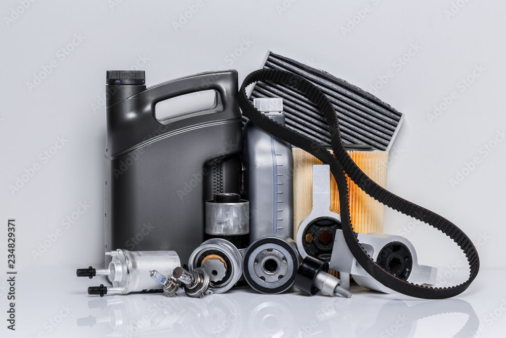car parts on a white background car parts on a white background