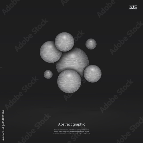 Abstract textured 3d spheres with reflective surface. Eps10 Vector illustration